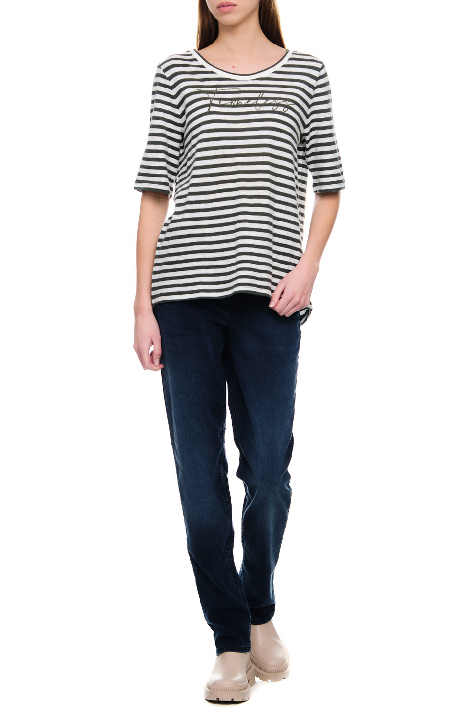 Женский Gerry Weber Футболка из натурального хлопка в полоску (цвет ), артикул 770012-44003 | Фото 3