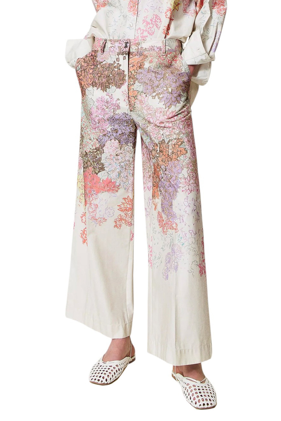Брюки с принтом|Основной цвет:Кремовый Женский TWINSET Milano Брюки с принтом (цвет ), артикул 251AQ2082 | Фото 3