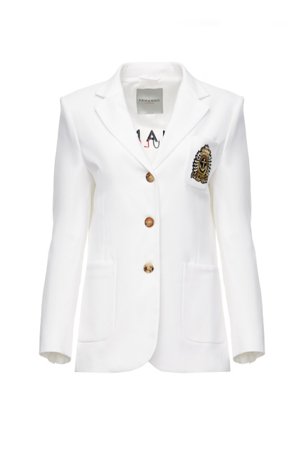 Пиджак с нашивкой на кармане|Основной цвет:Белый|Артикул:D40EI002E45 | Фото 1
