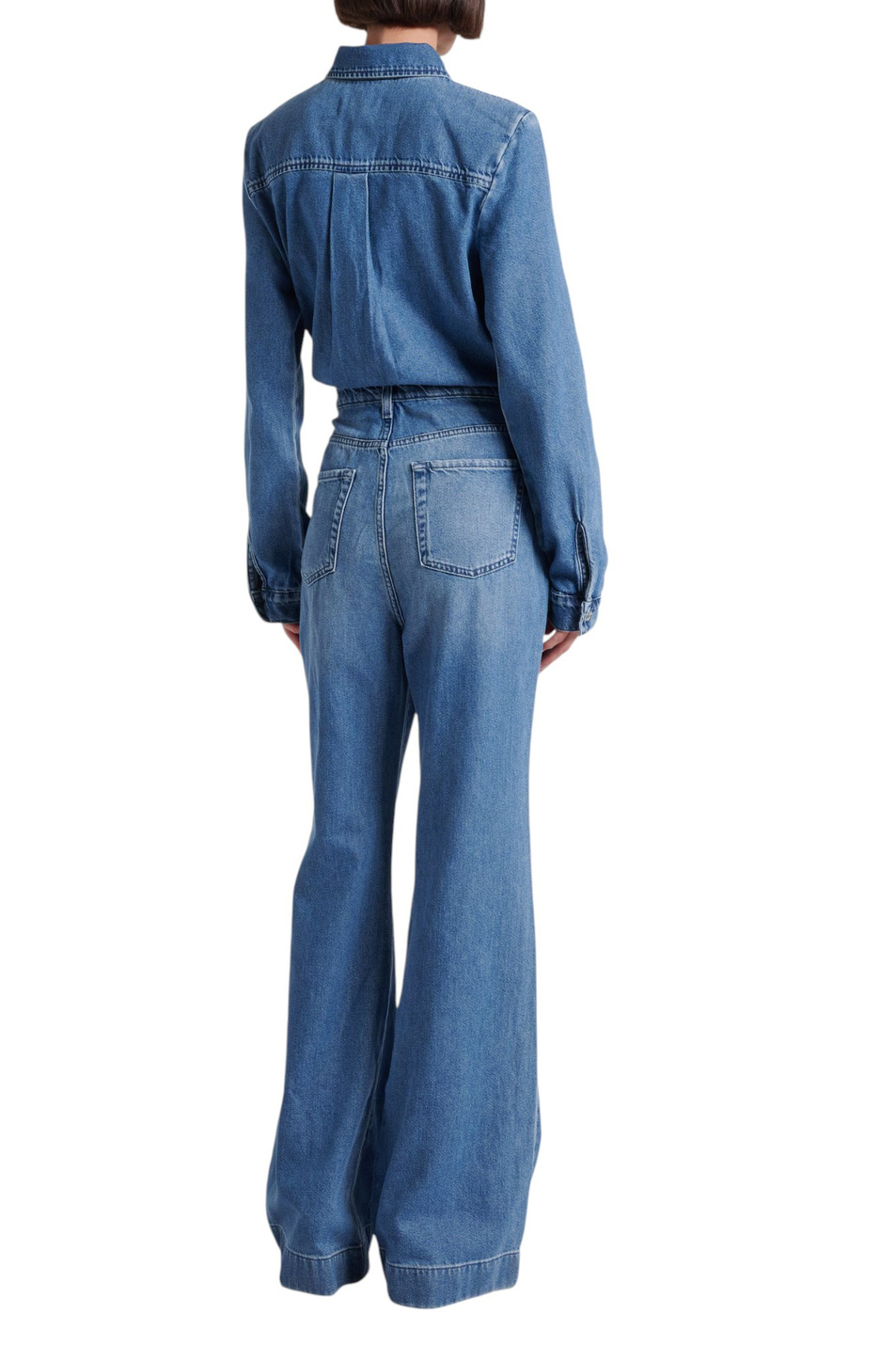 Женский 7 for all Mankind Комбинезон джинсовый однотонный из смесового хлопка (цвет ), артикул 7U600E38 | Фото 3