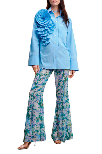 Блузка PEONIA с декоративным цветком|Основной цвет:Голубой|Артикул:47065962 | Фото 2