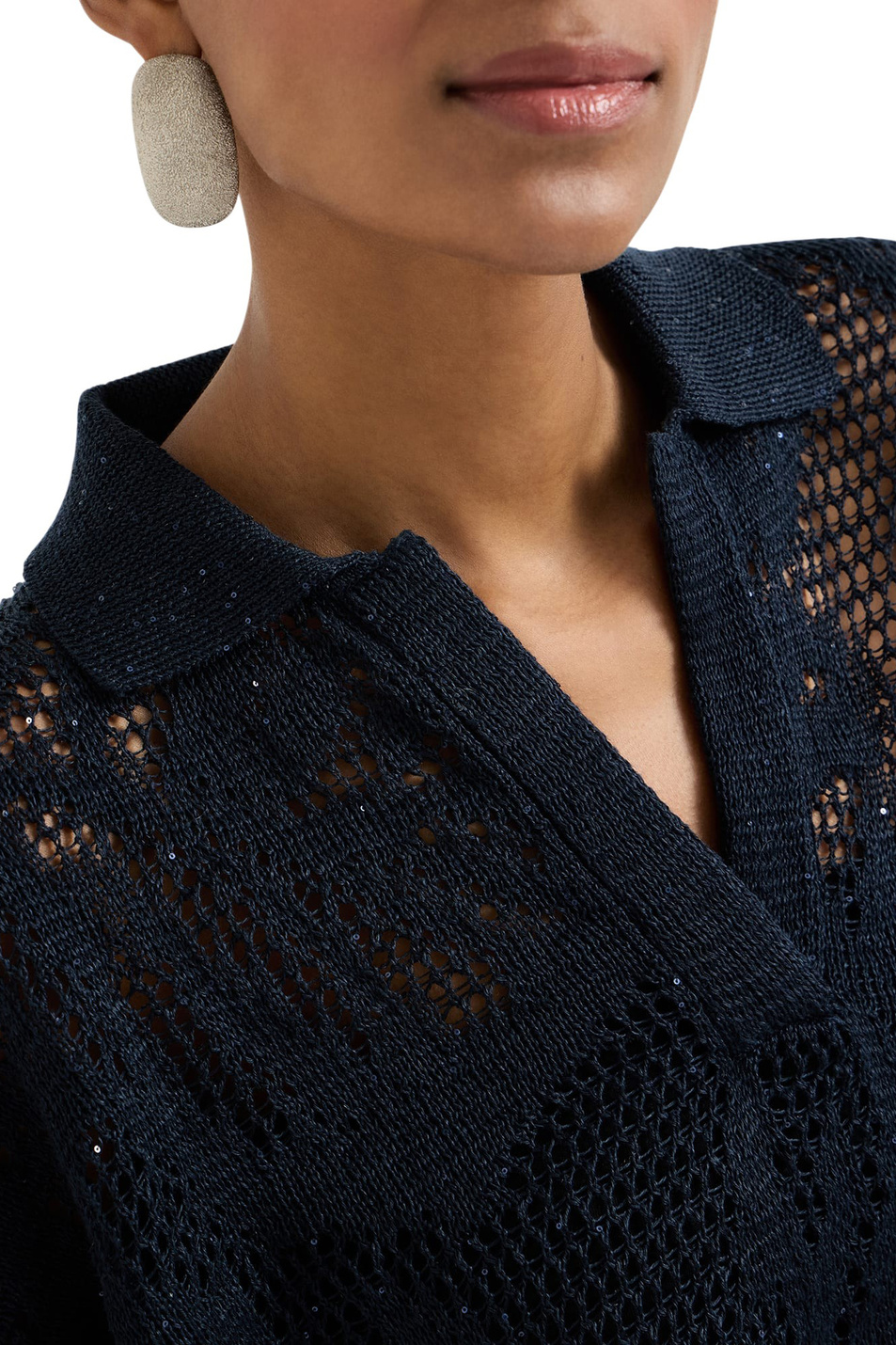 Женский Brunello Cucinelli Джемпер-поло изо льна и хлопка (цвет ), артикул MDT771005 | Фото 5