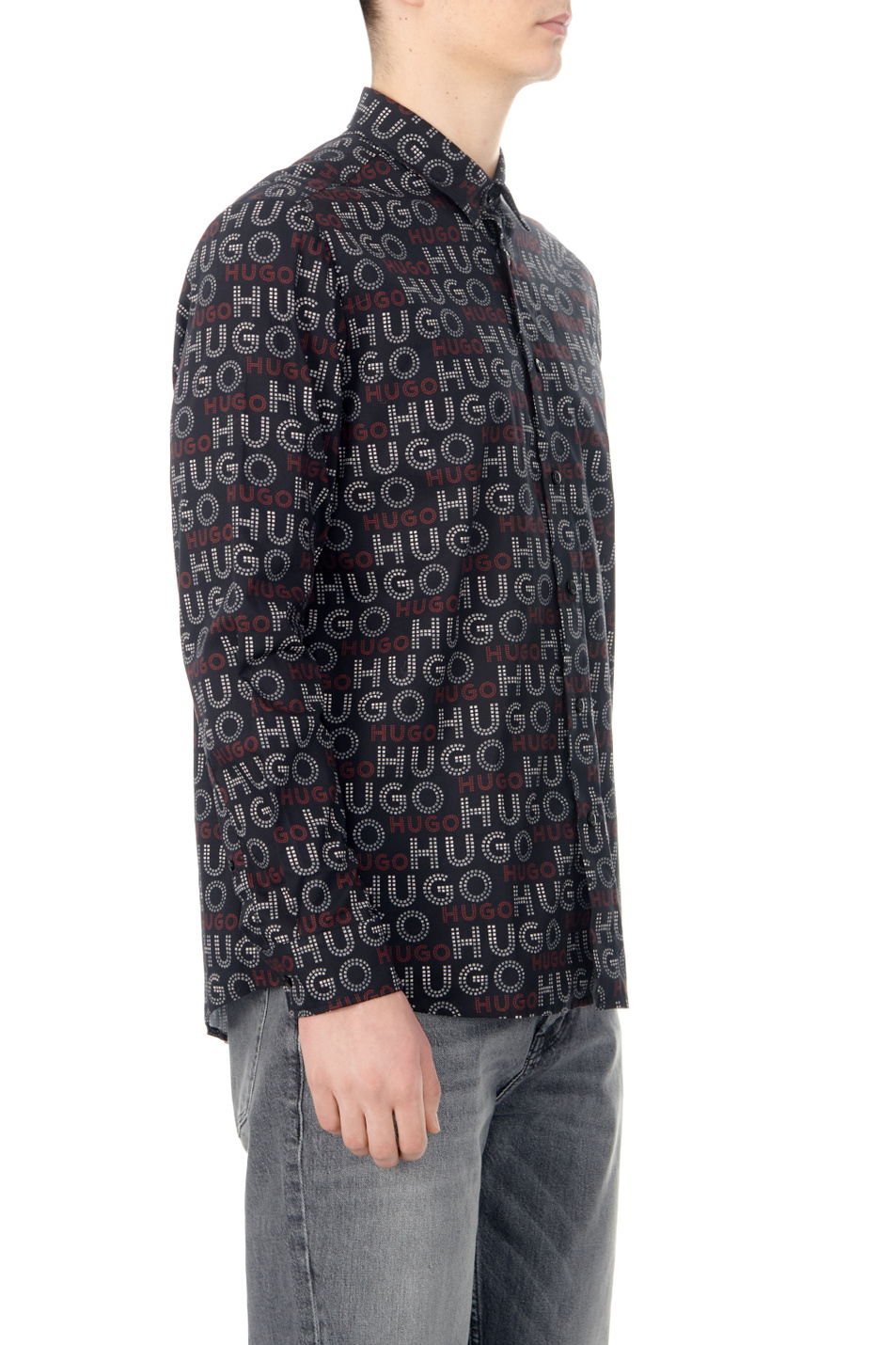 Мужской HUGO Рубашка из натурального хлопка с логотипированным принтом (цвет ), артикул 50508663 | Фото 3