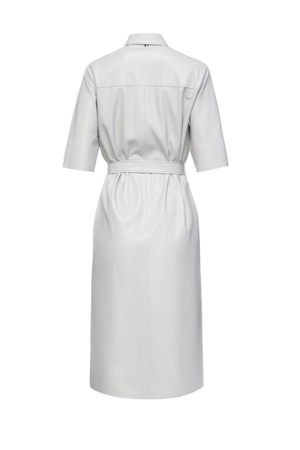 Платье с короткими рукавами и поясом|Основной цвет:Серый|Артикул:50473255 | Фото 2