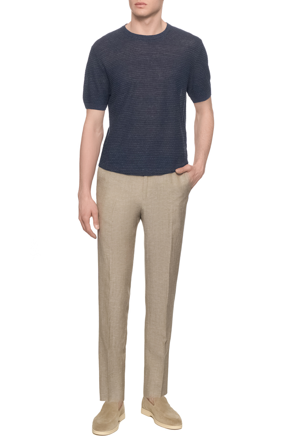 Мужской Corneliani Брюки из шерсти и льна (цвет ), артикул 274L25-2714164 | Фото 3