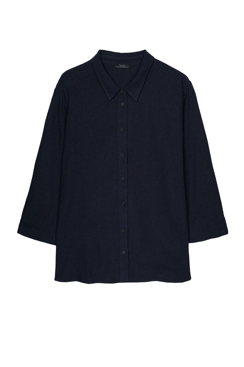 Рубашка из вискозы и льна|Основной цвет:Синий|Артикул:206664 | Фото 1