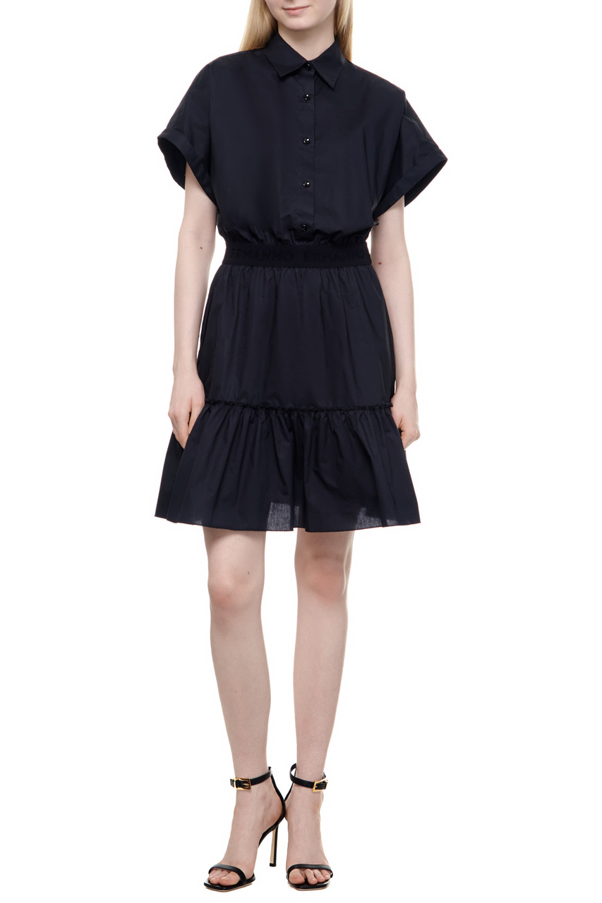 Платье из натурального хлопка|Основной цвет:Черный|Артикул:D44EQ039ET9 | Фото 1