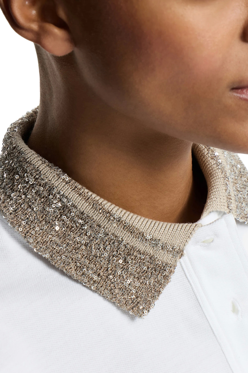 Поло с акцентным воротником|Основной цвет:Белый Женский Brunello Cucinelli Поло с акцентным воротником (цвет ), артикул M0T63EJ105 | Фото 5