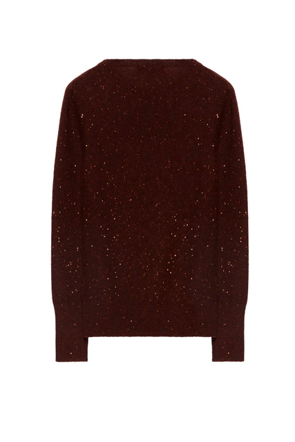 Джемпер из смесовой шерсти с пайетками|Основной цвет:Коричневый|Артикул:MADP02B674 | Фото 2