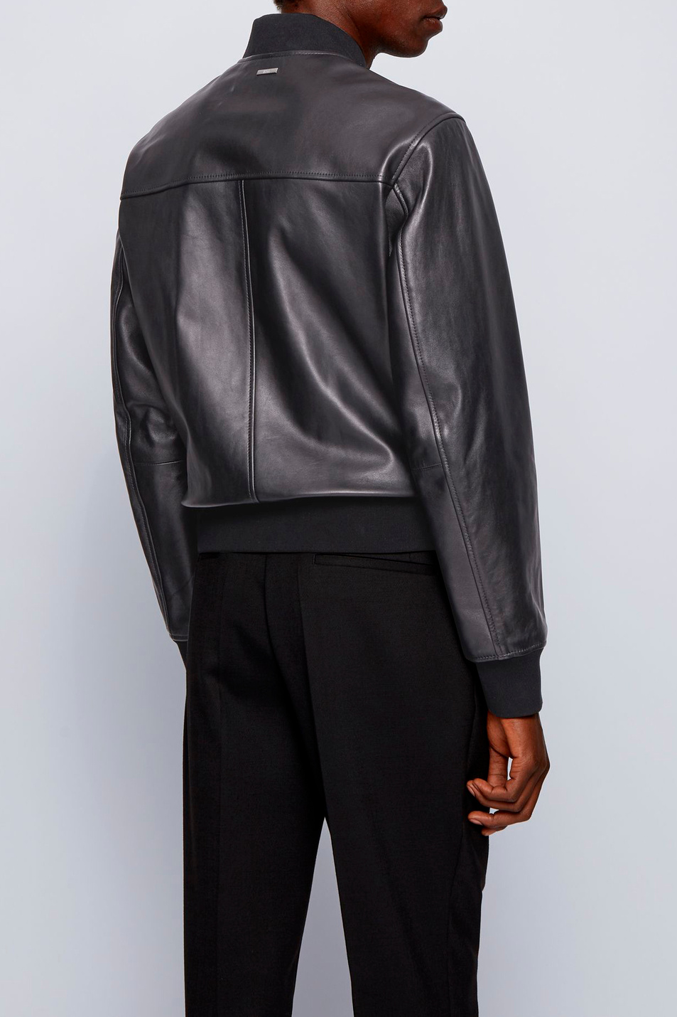 Мужской BOSS Куртка бомбер Nipet из натуральной кожи наппа с трикотажными деталями (цвет ), артикул 50448927 | Фото 4