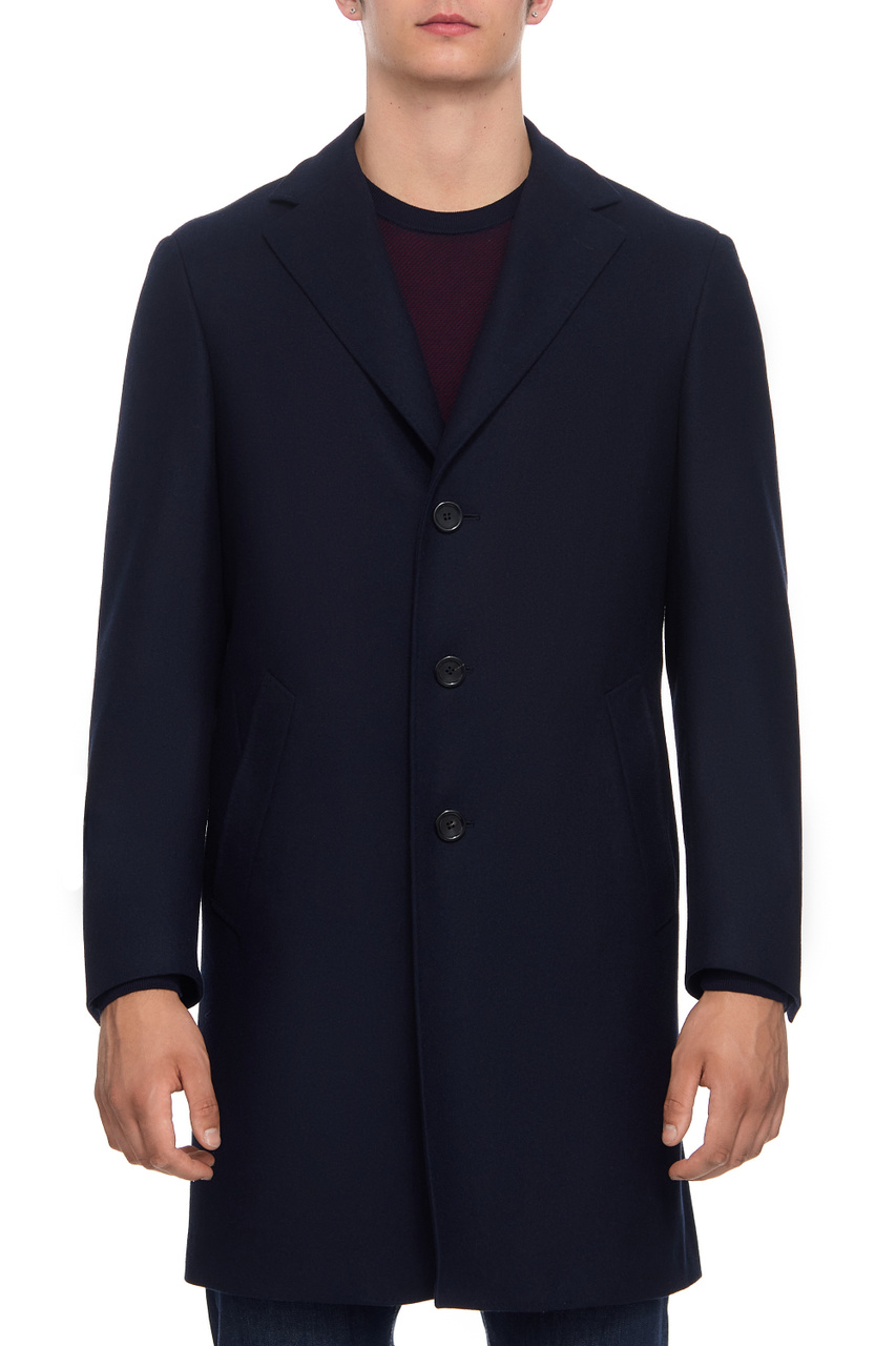 Пальто из натуральной шерсти|Основной цвет:Синий|Артикул:55918FF01186 | Фото 1