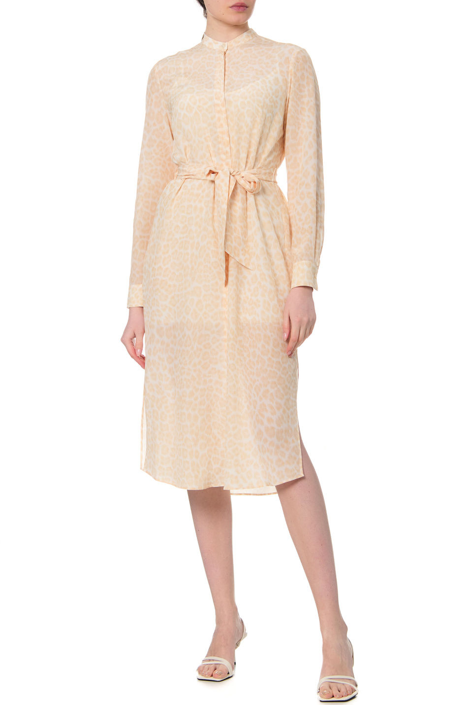 BOSS Платье-рубашка из шелка с поясом (цвет ), артикул 50469945 | Фото 3