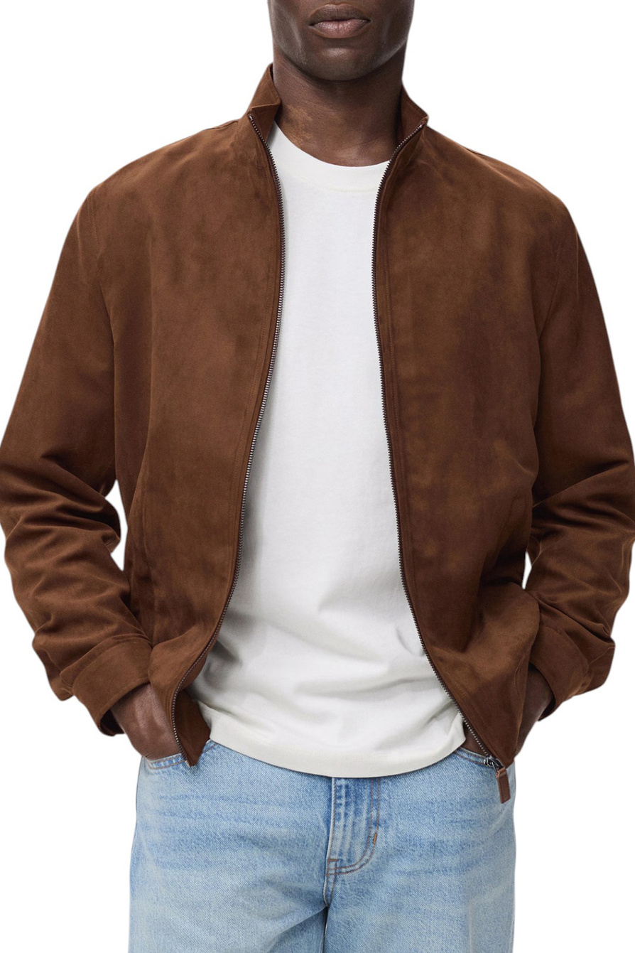 Mango Man ❤ мужская куртка mid из замши коричневый цвет