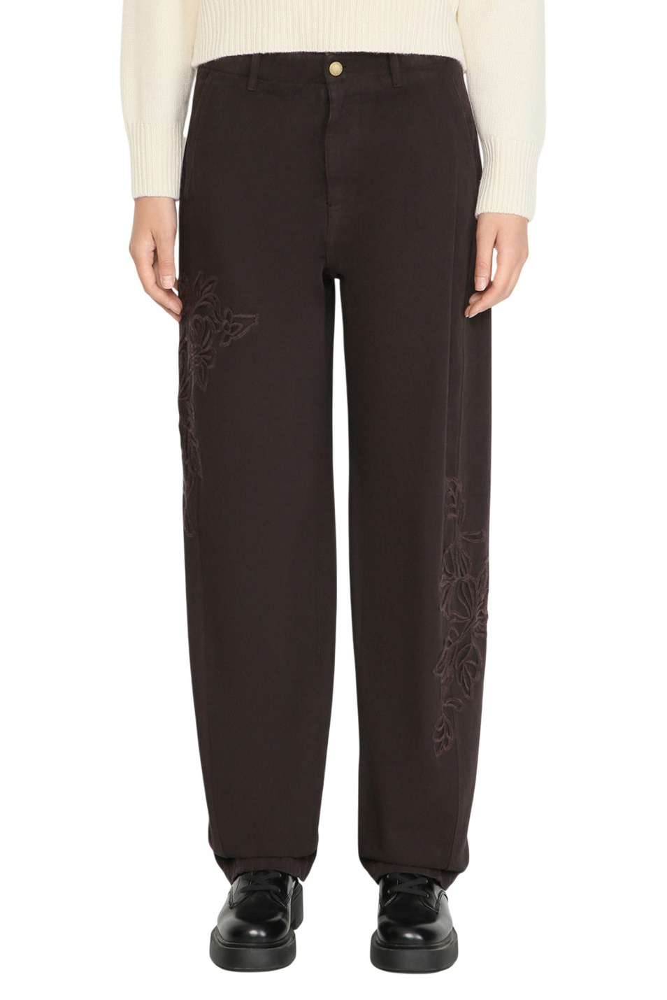 Женский Ermanno Firenze Брюки из денима с вышивкой (цвет ), артикул D47EP009APEJ2 | Фото 4