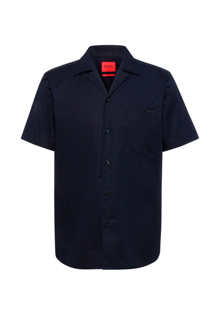 Рубашка свободного кроя с коротким рукавом|Основной цвет:Синий|Артикул:50468010 | Фото 1
