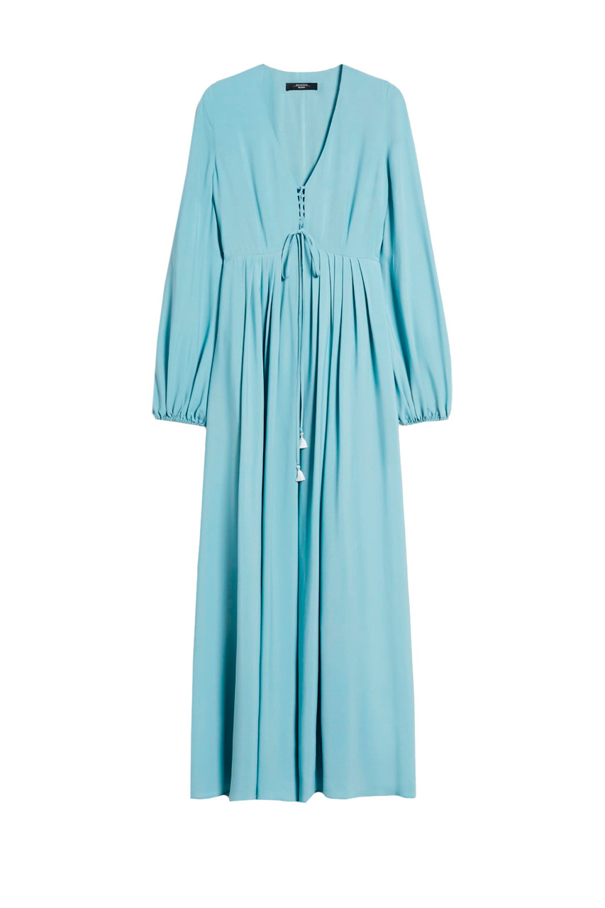 Платье GUELFI из ацетата и шелка со шнуровкой|Основной цвет:Голубой|Артикул:2415221052 | Фото 1