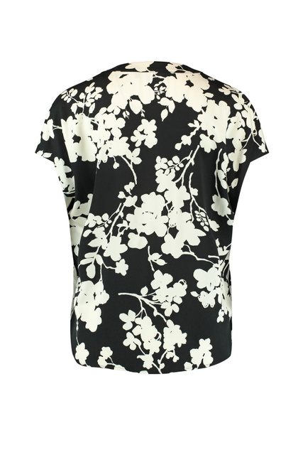 Блузка с цветочным принтом и коротким рукавом|Основной цвет:Черный|Артикул:360317-11014 | Фото 2