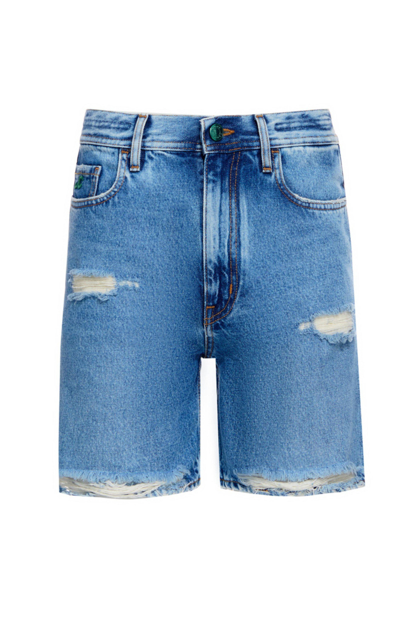 Шорты джинсовые из натурального хлопка|Основной цвет:Синий|Артикул:VO00604T484A | Фото 1