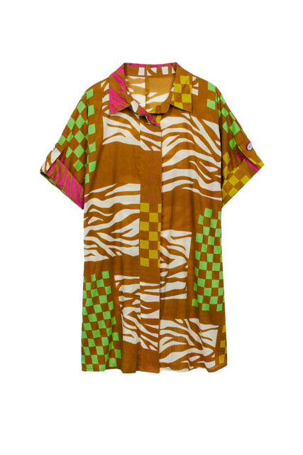 Платье-рубашка с принтом|Основной цвет:Мультиколор|Артикул:197868 | Фото 1