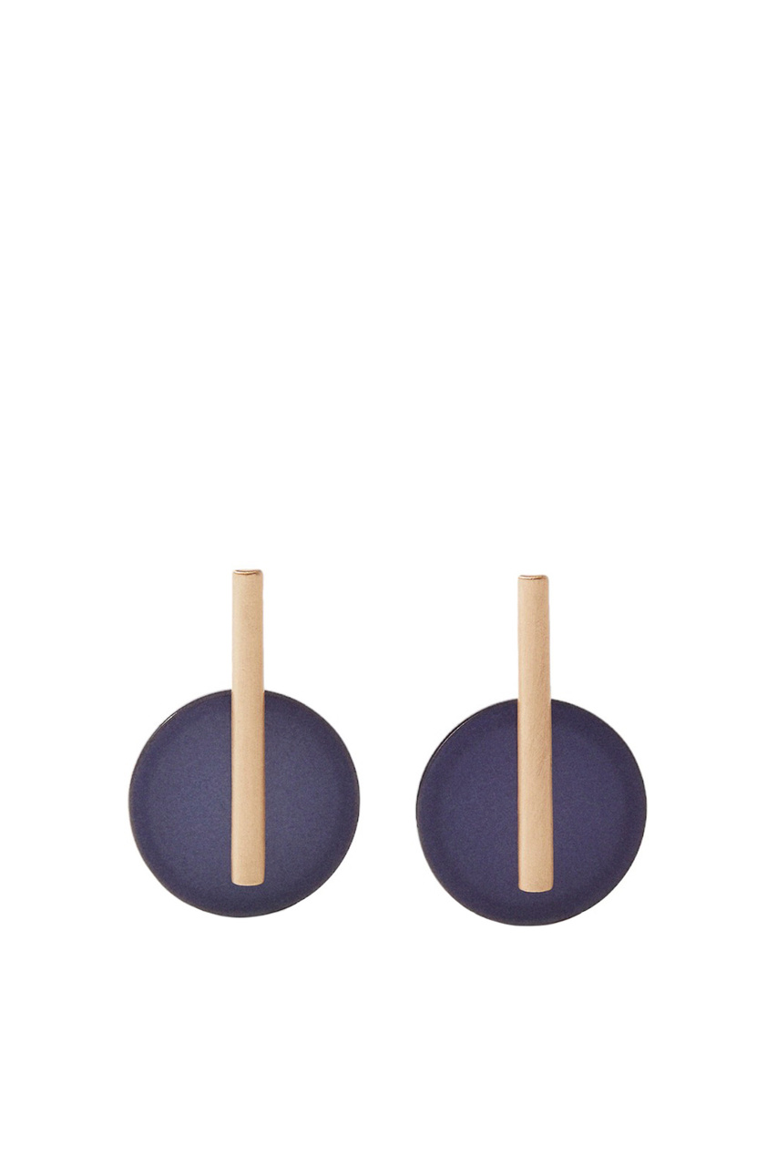 Серьги с подвеской круглой формы|Основной цвет:Синий|Артикул:209010 | Фото 1