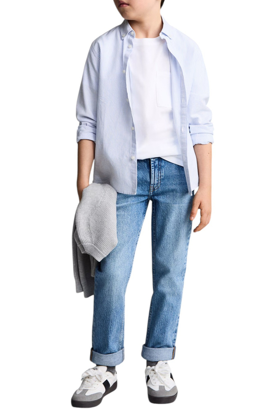 Мальчикам Mango Kids Рубашка OXFORDR в полоску (цвет ), артикул 87020432 | Фото 3