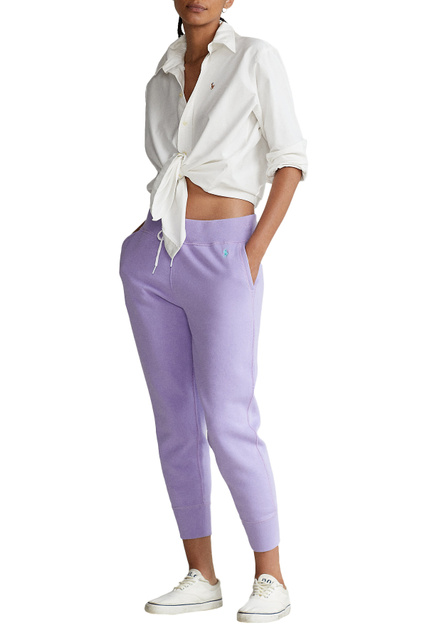 Спортивные брюки из смесового хлопка|Основной цвет:Фиолетовый|Артикул:211794397020 | Фото 2