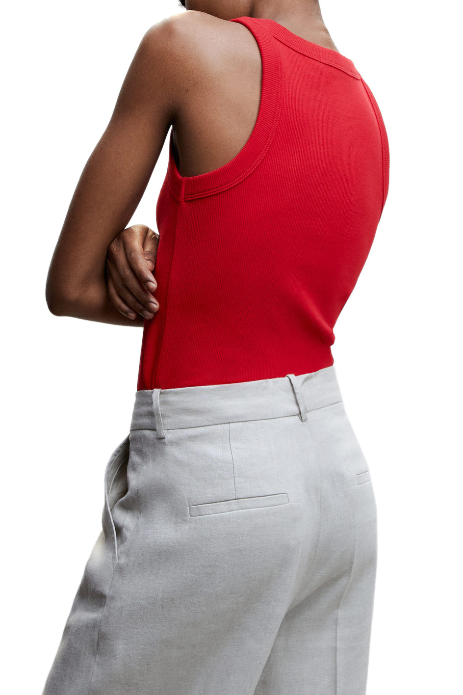 Топ BONI из эластичного хлопка|Основной цвет:Красный Женский Mango Топ BONI из эластичного хлопка (цвет ), артикул 47087877 | Фото 4