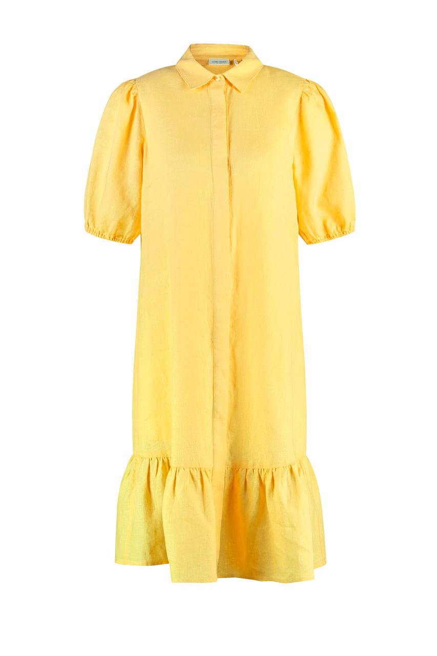 Платье из чистого льна|Основной цвет:Желтый|Артикул:285040-66455 | Фото 1