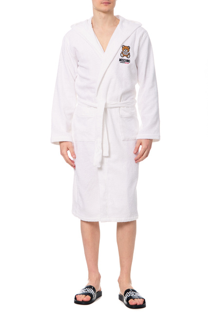 Махровый халат с фирменной вышивкой|Основной цвет:Белый|Артикул:A7302-5165 | Фото 2
