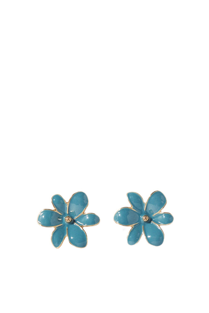 Серьги-гвоздики в форме цветка|Основной цвет:Синий|Артикул:193709 | Фото 1