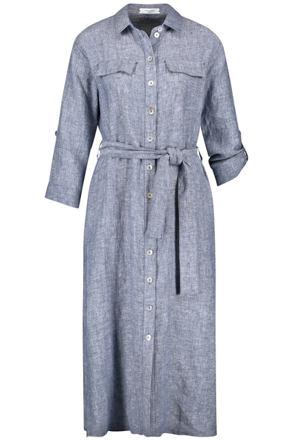 Платье-рубашка из натурального льна|Основной цвет:Синий|Артикул:285001-66633 | Фото 1