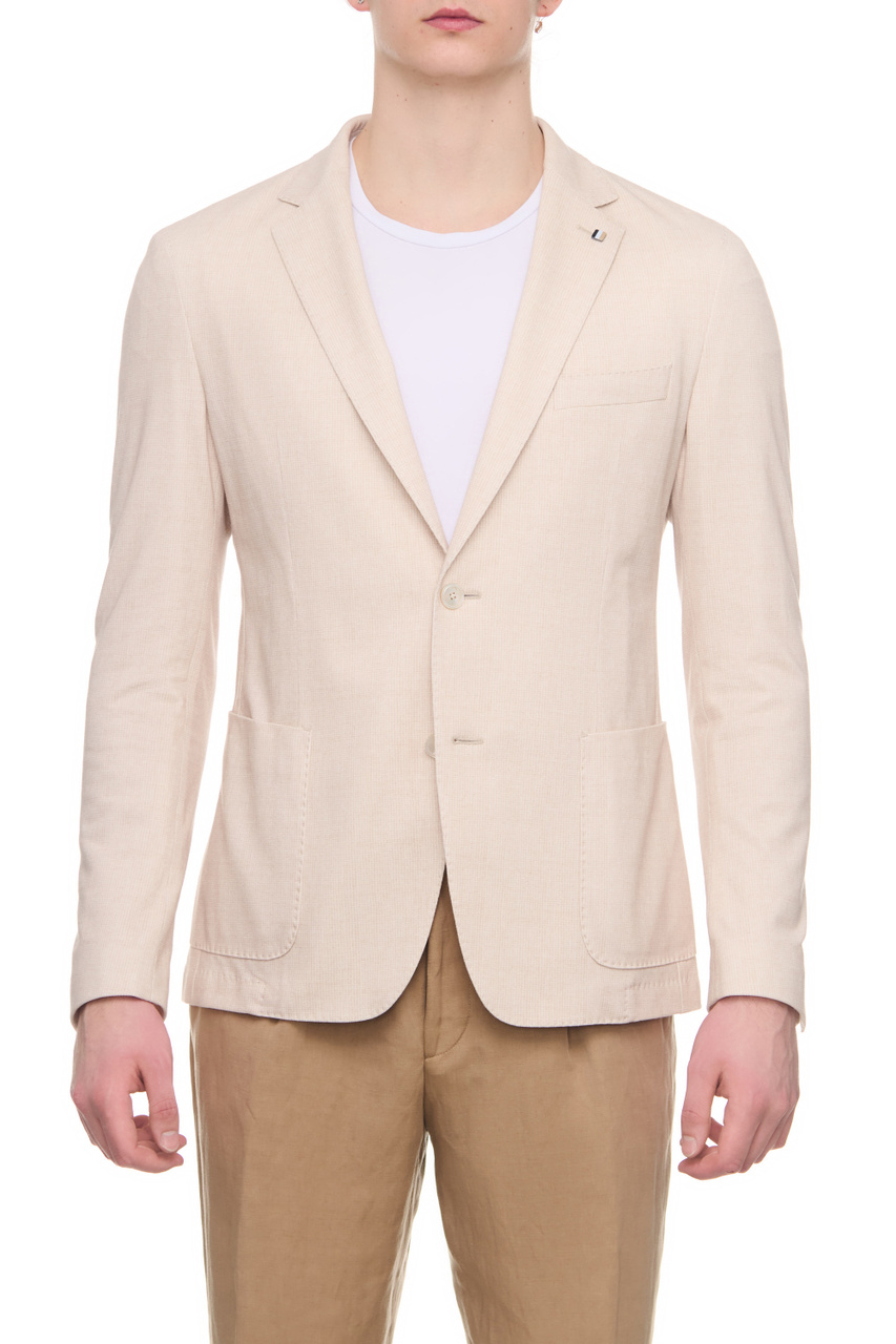Однотонный пиджак из эластичного хлопка|Основной цвет:Бежевый|Артикул:50491677 | Фото 1