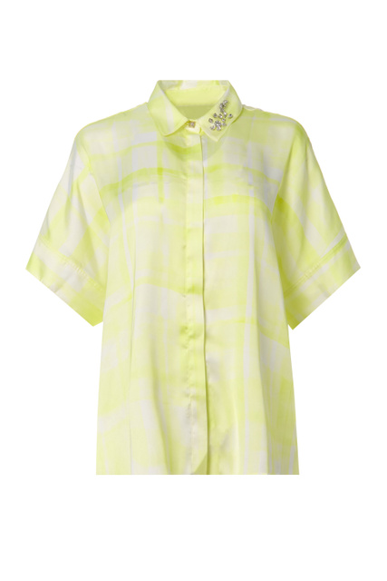Блузка с декором на воротнике|Основной цвет:Желтый|Артикул:CA2204TS004 | Фото 1