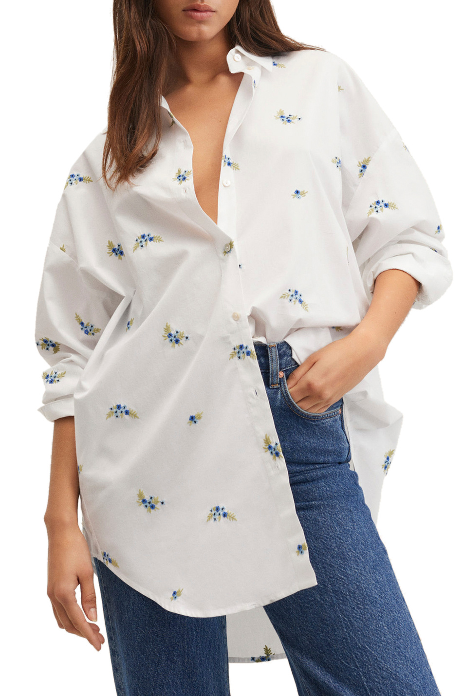 Mango Рубашка оверсайз с вышивкой FLORIPA (цвет ), артикул 27047121 | Фото 3