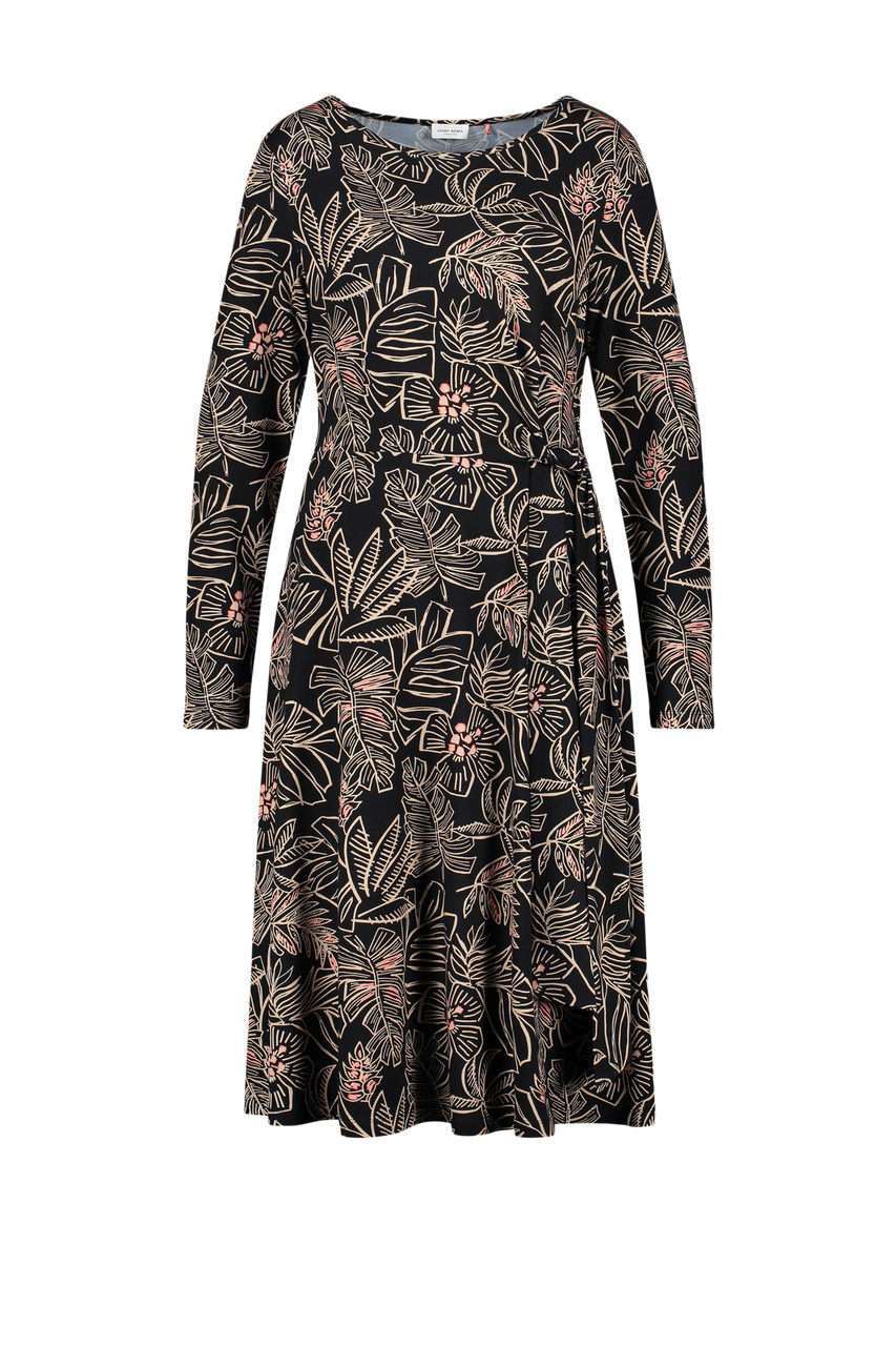 Платье из эластичной вискозы с принтом|Основной цвет:Черный|Артикул:380003-35000 | Фото 1