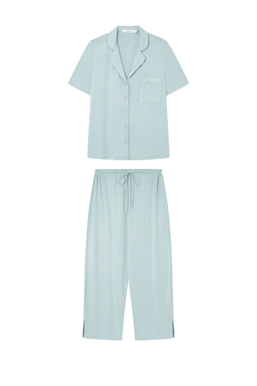Пижама из эластичной вискозы|Основной цвет:Голубой|Артикул:4757947 | Фото 1