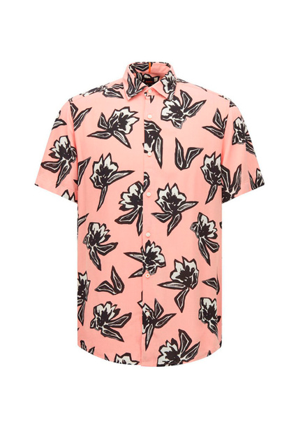 Рубашка с короткими рукавами и принтом|Основной цвет:Розовый|Артикул:50467584 | Фото 1