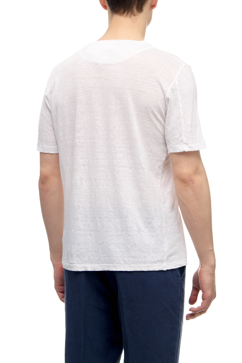 120% Lino Льняная однотонная футболка (цвет ), артикул V0M7186000E908S00 | Фото 4