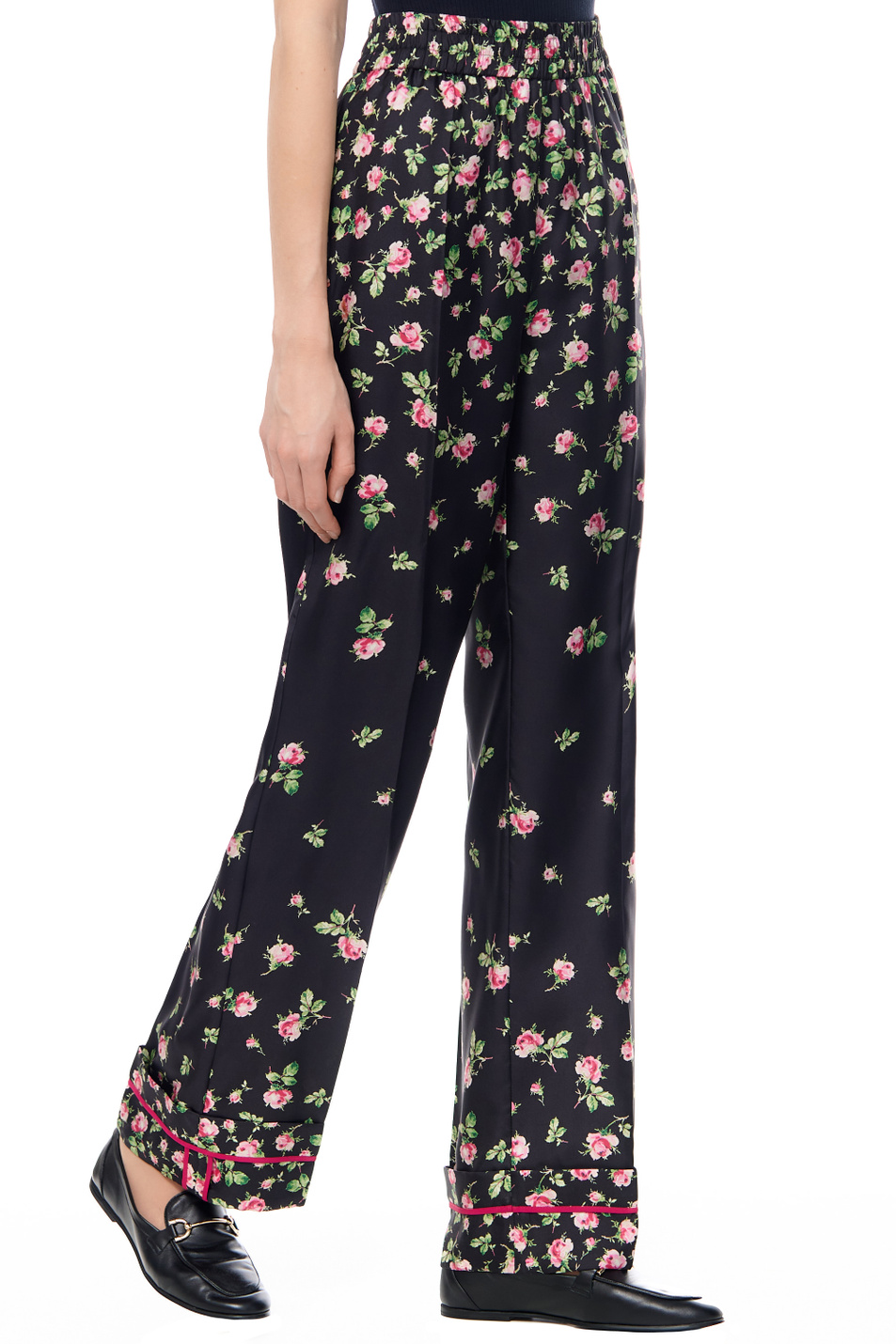 Женский Red Valentino Брюки из натурального шелка с цветочным принтом (цвет ), артикул 3R3RBG706UW | Фото 5