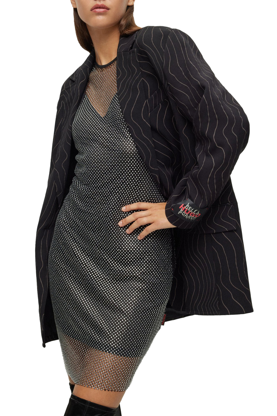 Женский HUGO Пиджак оверсайз в тонкую полоску (цвет ), артикул 50509248 | Фото 4