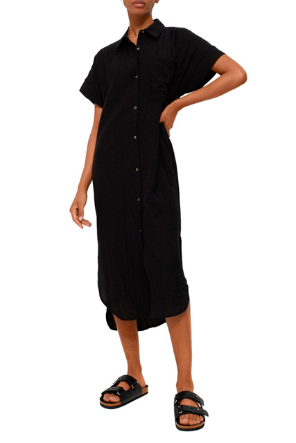 Длинное платье-рубашка|Основной цвет:Черный|Артикул:195554 | Фото 2