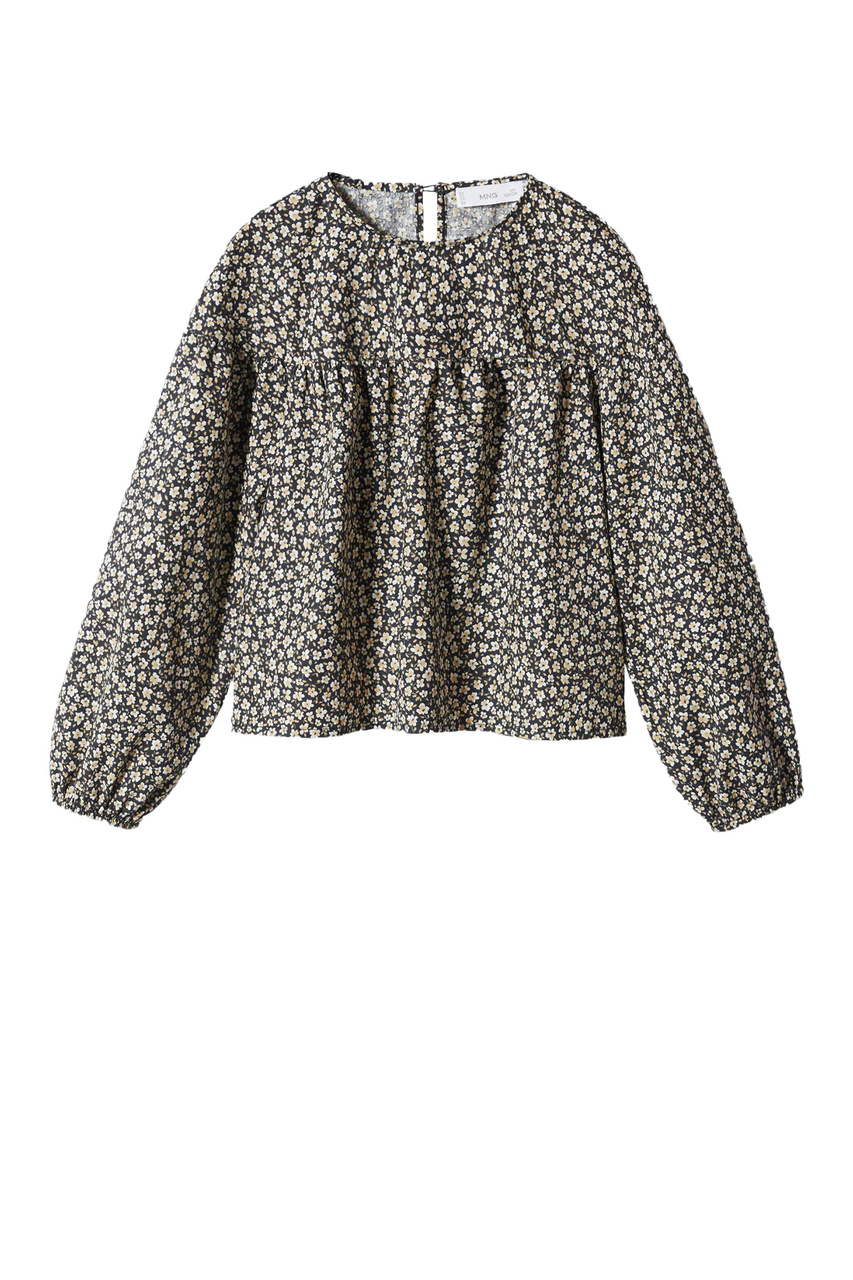 Блузка LYON с цветочным принтом|Основной цвет:Черный|Артикул:47063264 | Фото 1