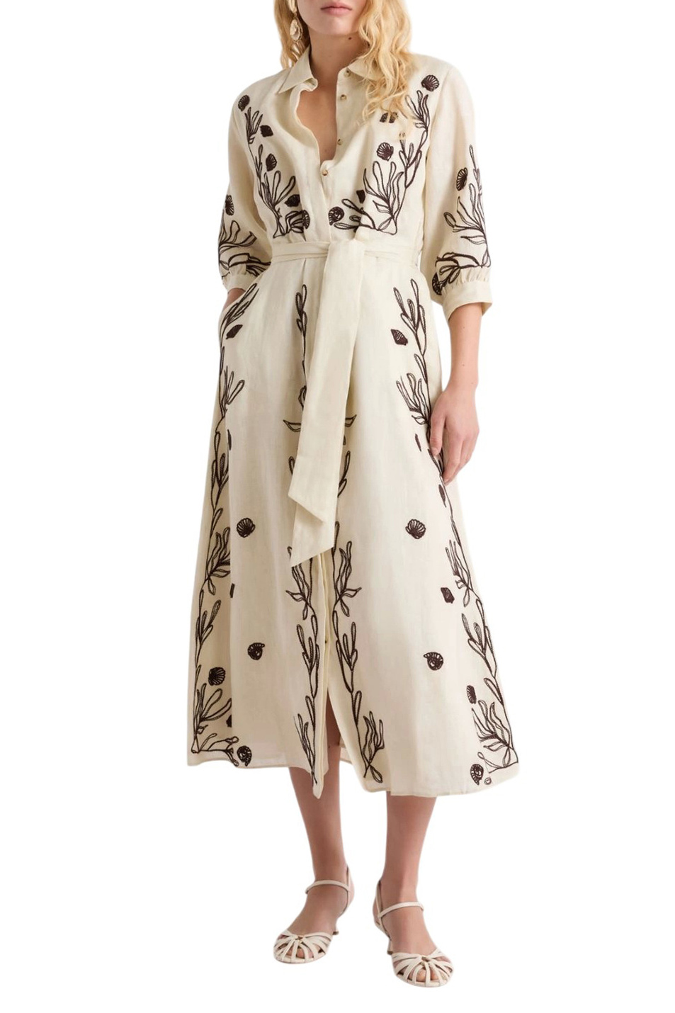 Женский MARELLA Платье-рубашка MLLBANDA из льна (цвет ), артикул 2613221232 | Фото 3