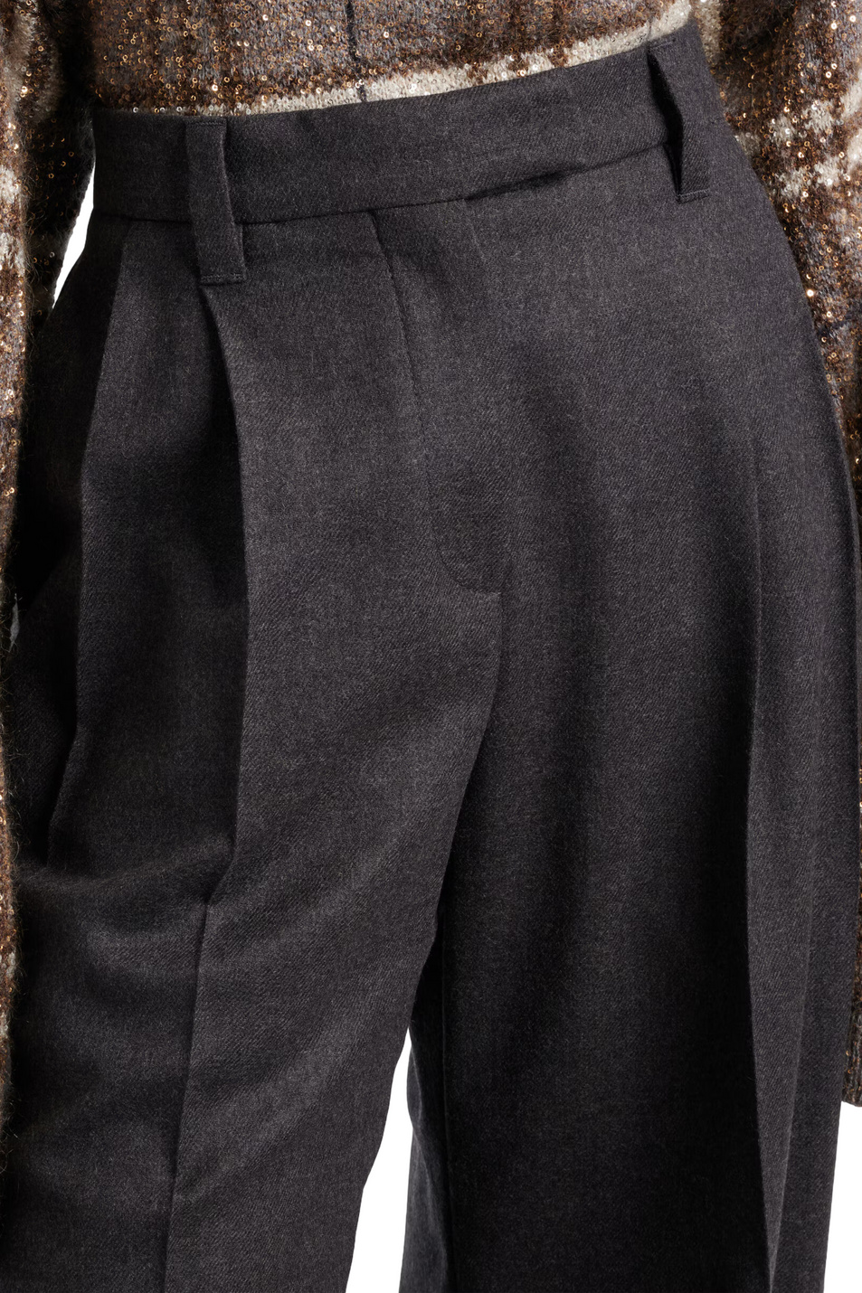 Брюки из чистой шерсти|Основной цвет:Серый Женский Brunello Cucinelli Брюки из чистой шерсти (цвет ), артикул MG550P9026 | Фото 5