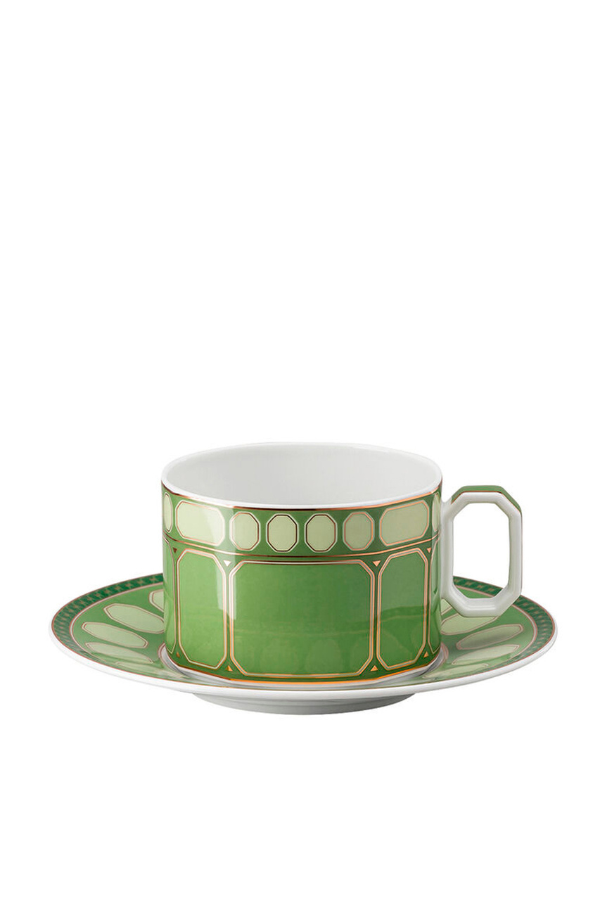 Чашка чайная Signum Fern с блюдцем 260 мл|Основной цвет:Зеленый|Артикул:10570-426349-14640 | Фото 1