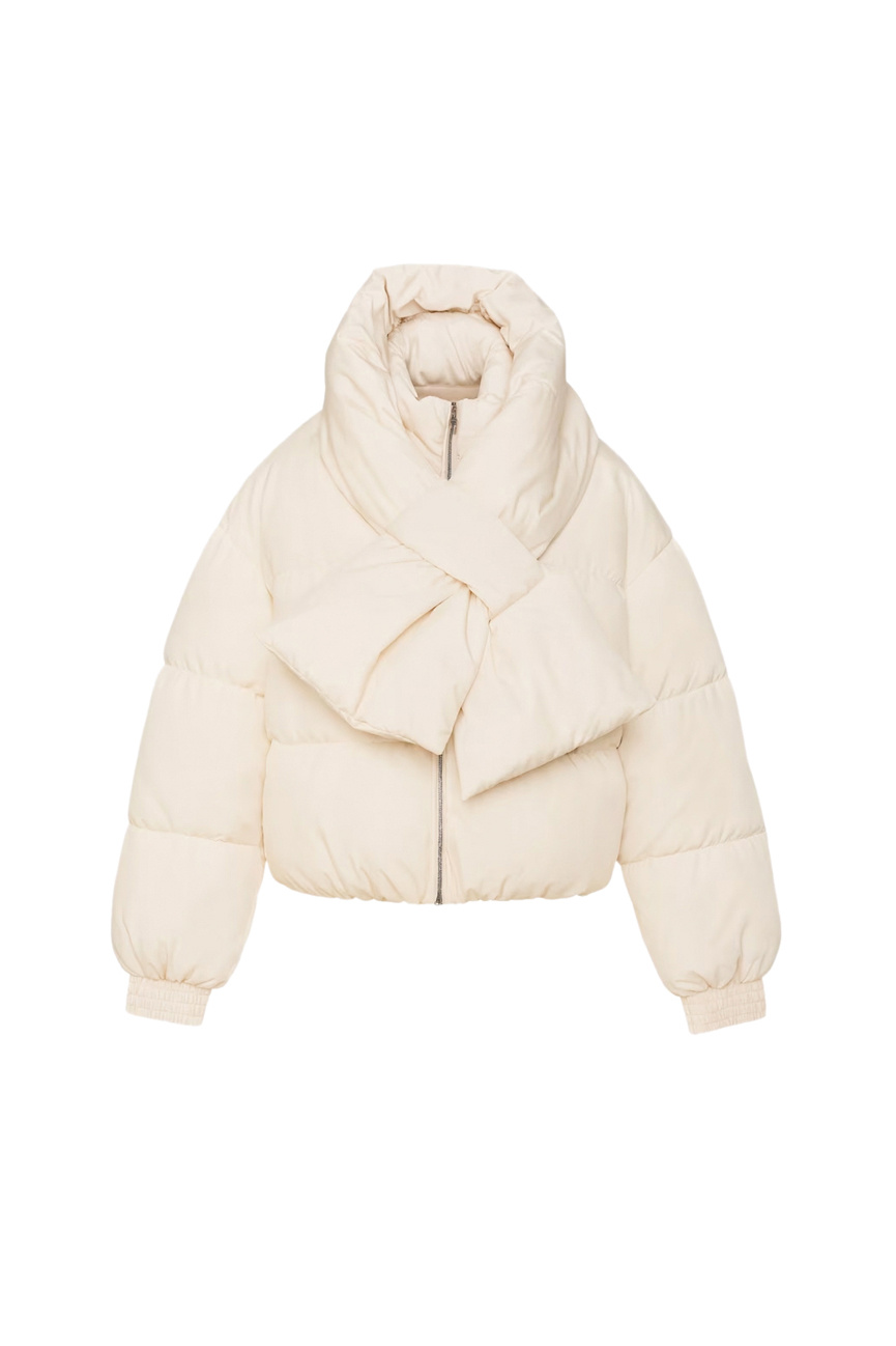 Куртка стеганая с шарфом|Основной цвет:Кремовый Женский TWINSET Milano Куртка стеганая с шарфом (цвет ), артикул 252AT2220 | Фото 1