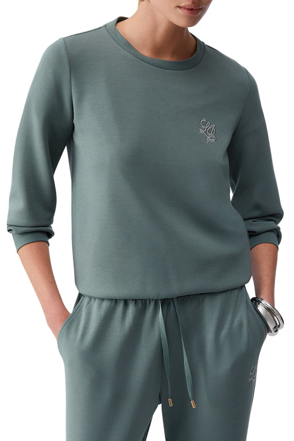 Свитшот с логотипом|Основной цвет:Зеленый Женский Liu Jo Свитшот с логотипом (цвет ), артикул TA6078JS869 | Фото 3