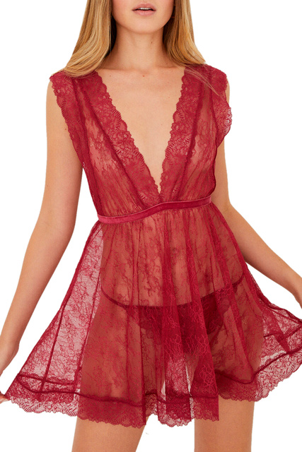 Кружевное платье с завязками на спинке|Основной цвет:Бордовый|Артикул:3413695 | Фото 1