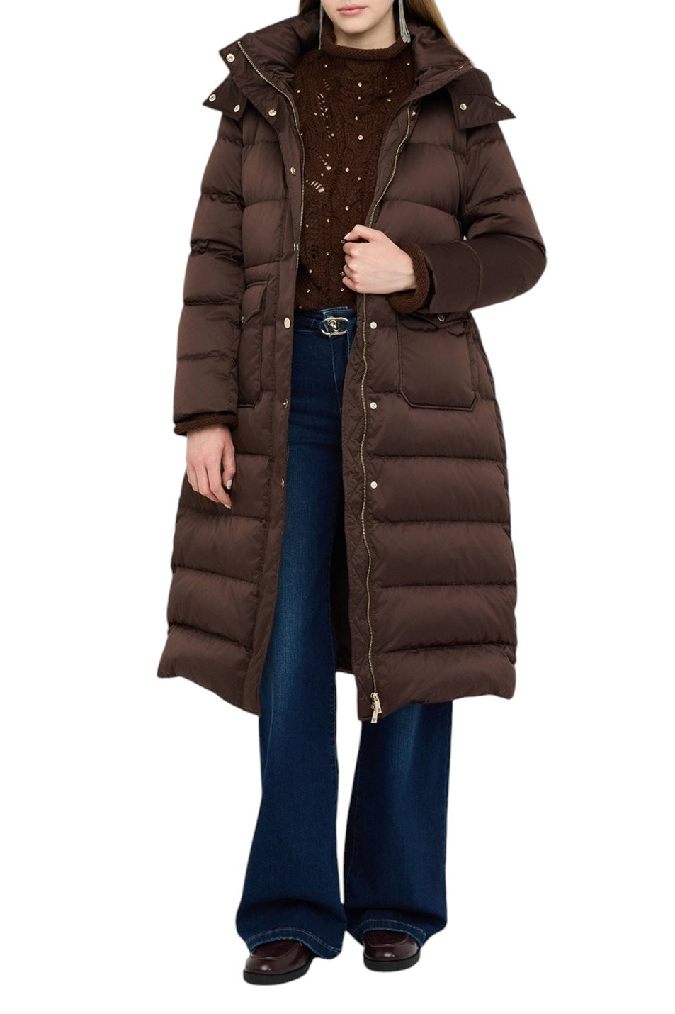 Пальто стеганое с капюшоном|Основной цвет:Коричневый Женский Liu Jo Пальто стеганое с капюшоном (цвет ), артикул MF5011T017A | Фото 2