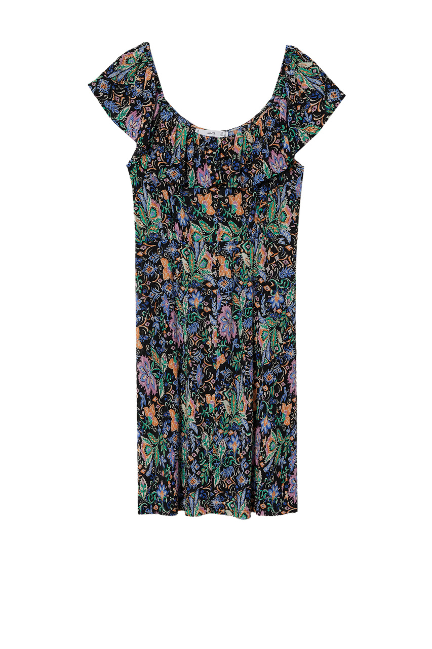 Платье SARAY с рюшами на вырезе|Основной цвет:Черный|Артикул:27029202 | Фото 1